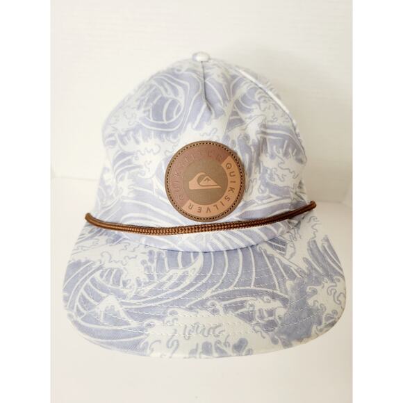 Quiksilver Hat Cap Blue White Wave Pattern Rope Detail Snapback OSFM Surf Skate - Picture 2 of 7